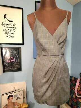 Mulish Privé Pavone Prince of Wales Check Plaid Faux Wrap Mini Dress